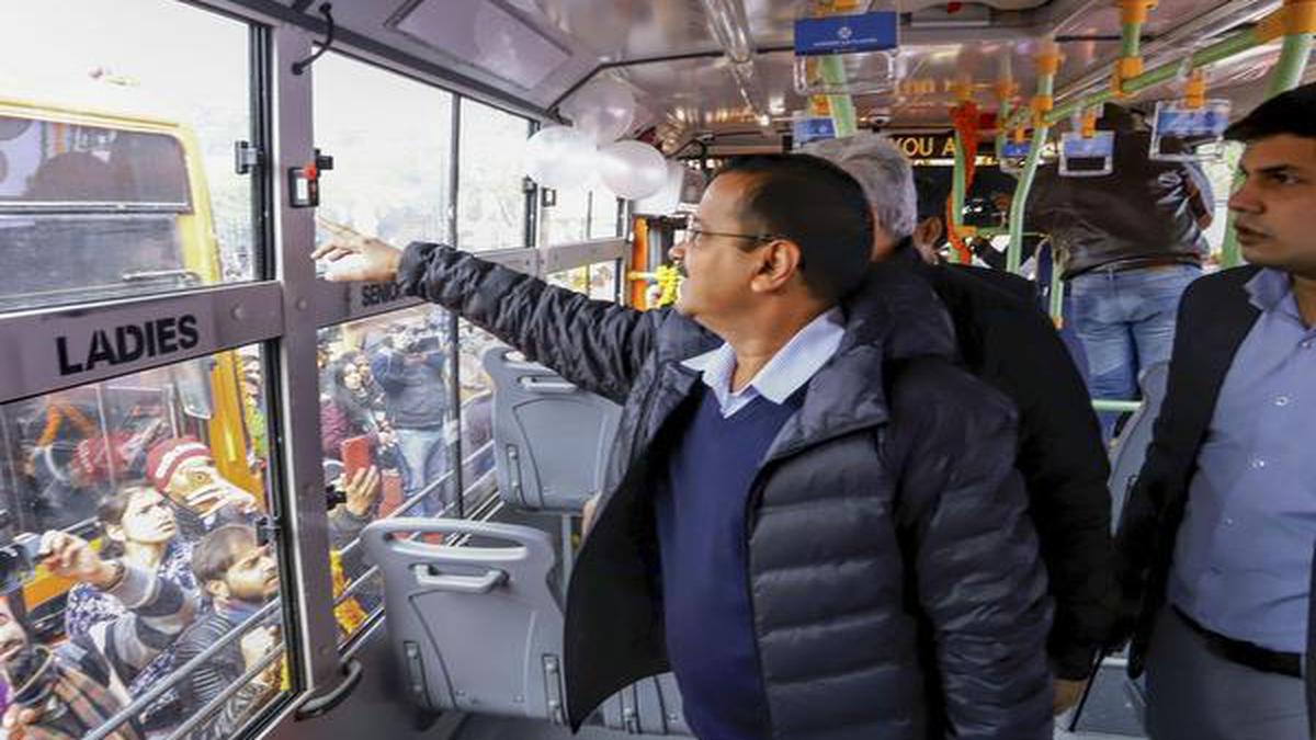 Arvind Kejriwal Flags Off Standard Floor Buses In Delhi The Hindu