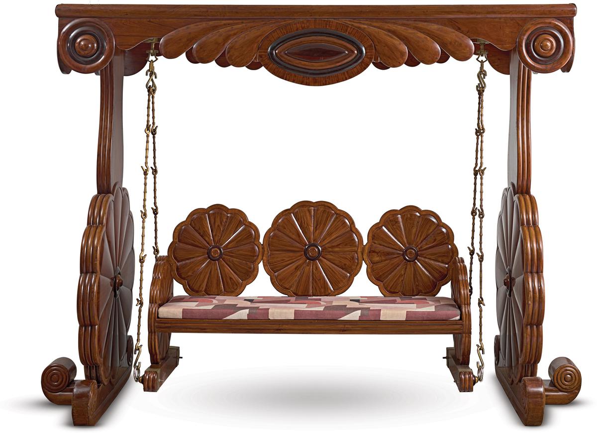 A Rosewood & Teakwood Swing in the Art Deco Style