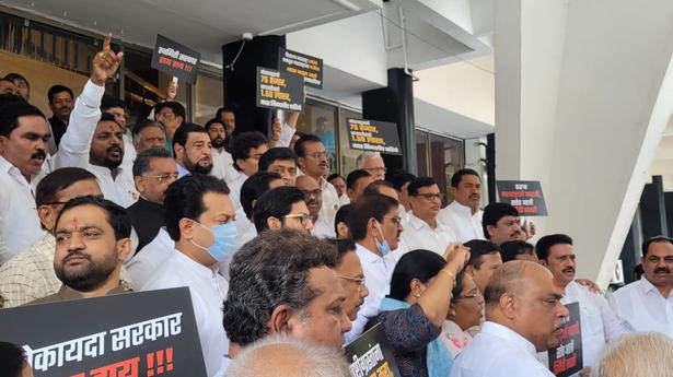 Maharashtra Opposition raises slogans against Shinde government before start of monsoon session