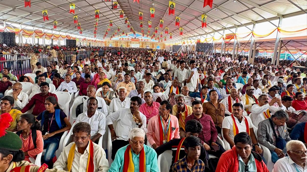 The audience at the 87th Akhila Bharata Kannada Sammelana in Mandya on December 20, 2024.