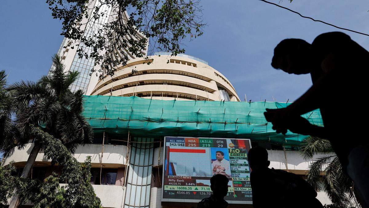 Sensex declines after hitting new all-time high in early trade; Nifty dips nearly 50 points