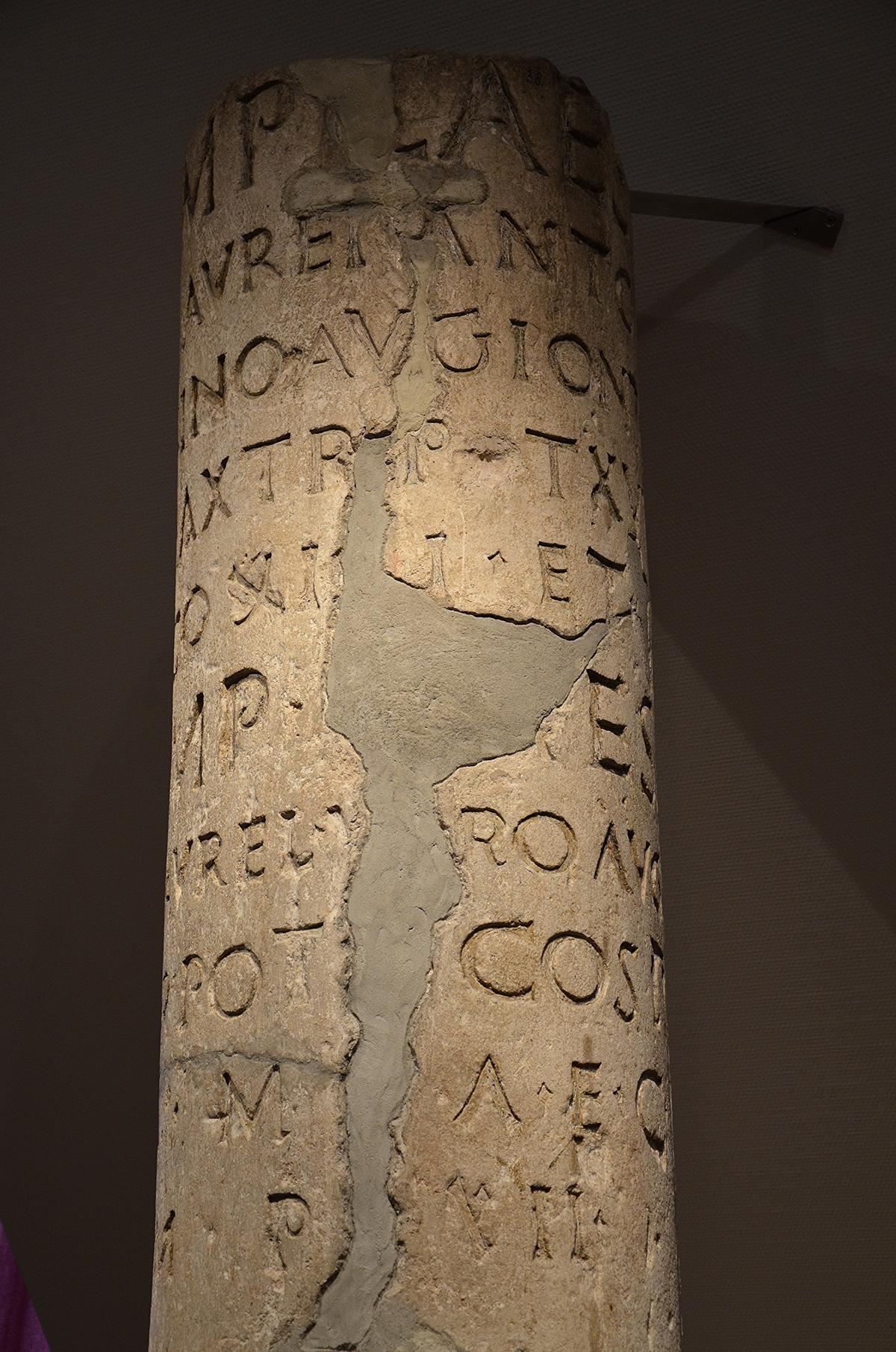 An old Roman milestone.