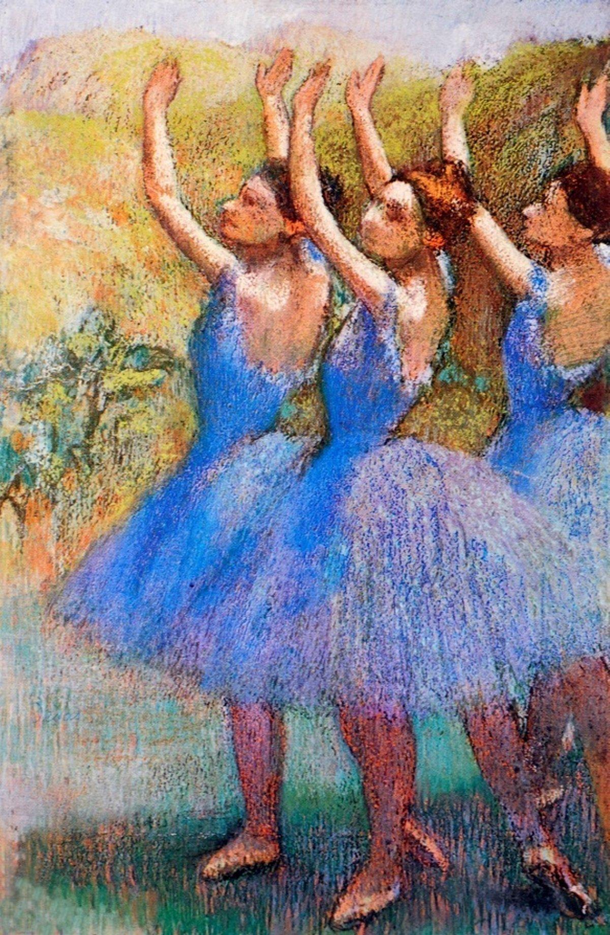 Tre ballerine in tutù viola di Edgar Degas. Tre ballerine in tutù viola di Edgar Degas.