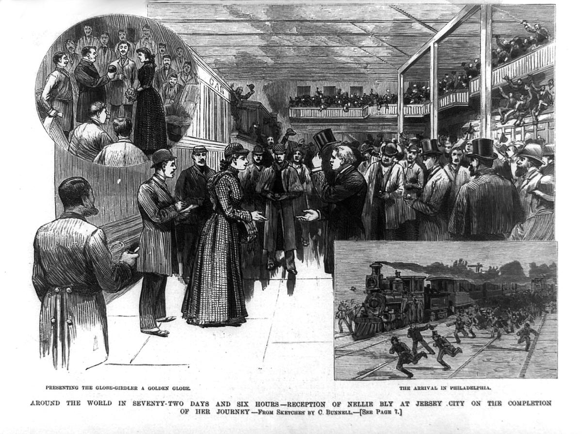 An image of Nellie Bly’s homecoming reception in Jersey City printed in Frank Leslie’s Illustrated News 