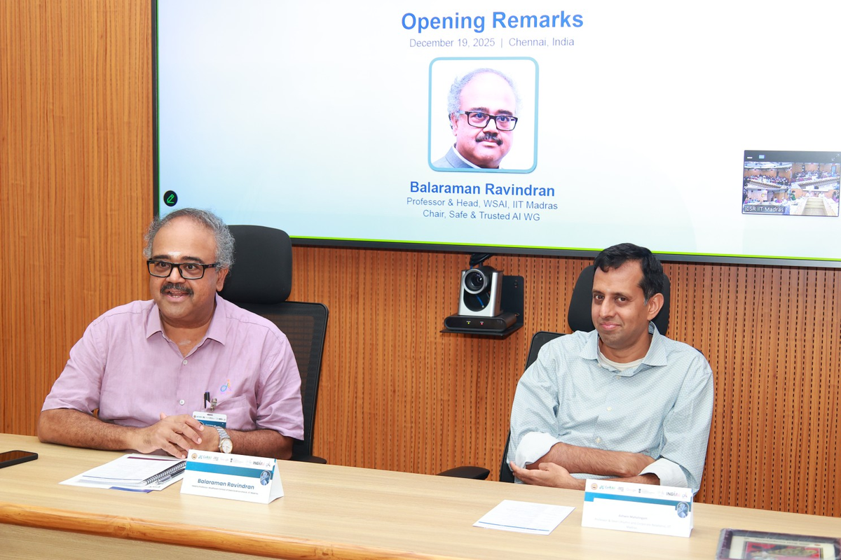 Prof. B. Ravindran and Prof. Ashwini Mahalingam of IIT Madras at a recent conclave on ‘Strengthening Human Capital for the AI Era’. | Photo: Special Arrangement