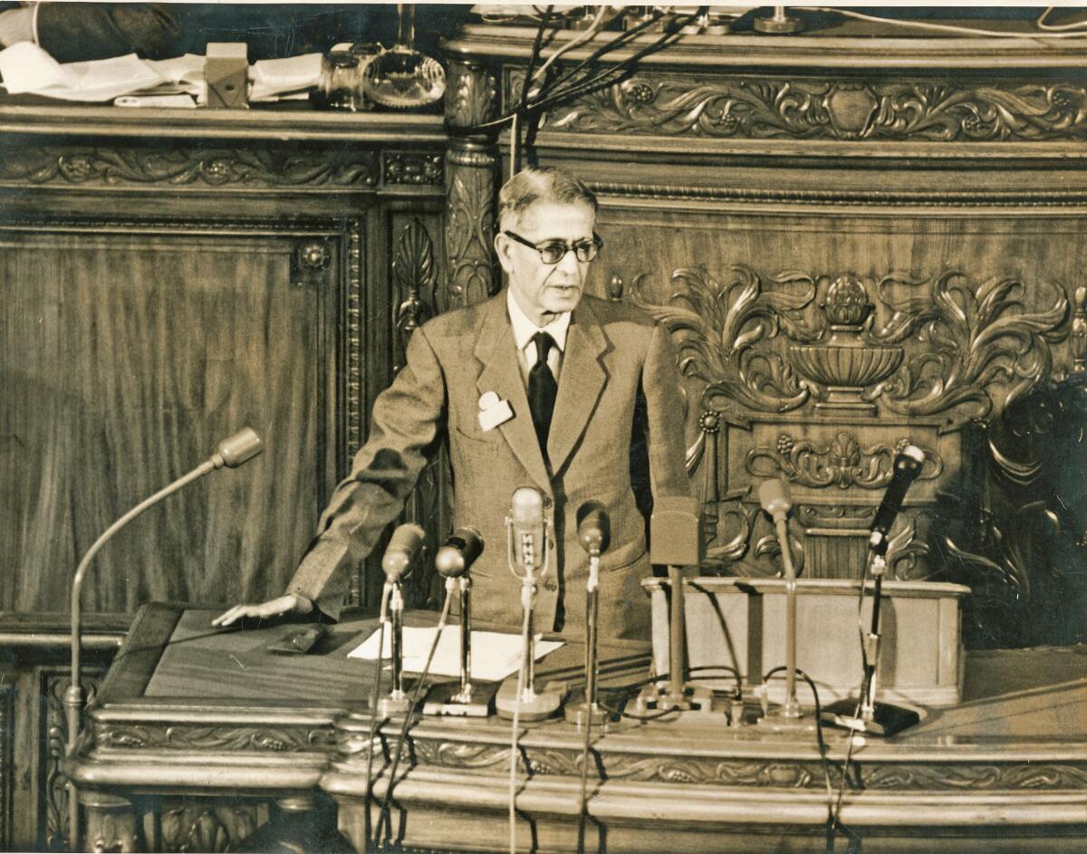 H.N. Kunzru, co-founder of the School of International Studies. H.N. Kunzru, co-founder of the School of International Studies.