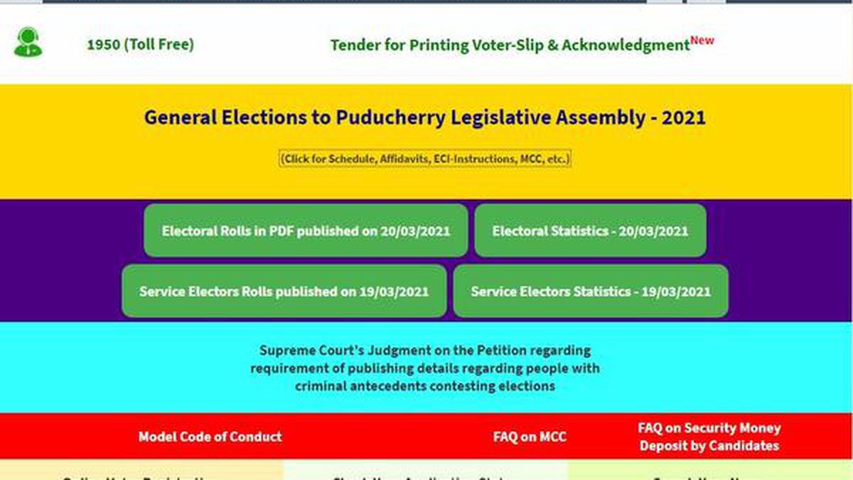 Puducherry Assembly Elections Status Of Nominations Corrected On Ceo Site The Hindu