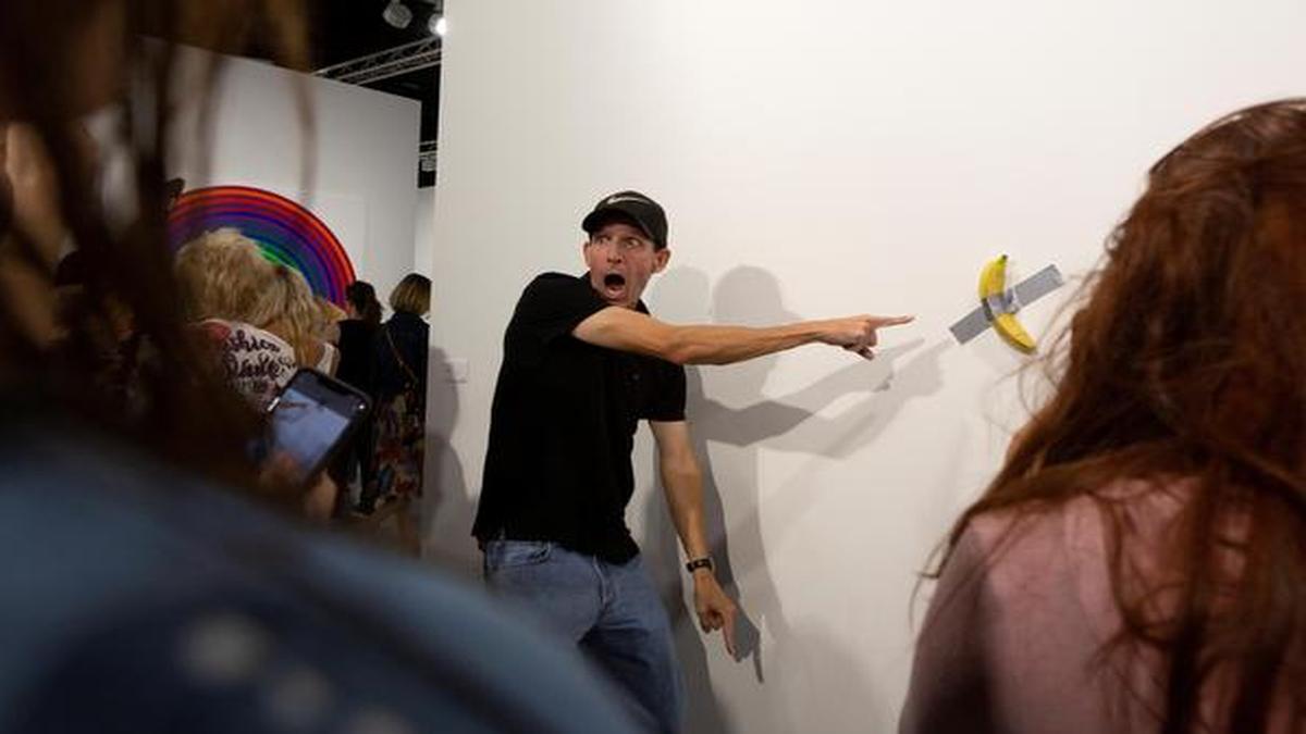 Watch Man eats 120,000 piece of art — a banana taped to the wall The Hindu