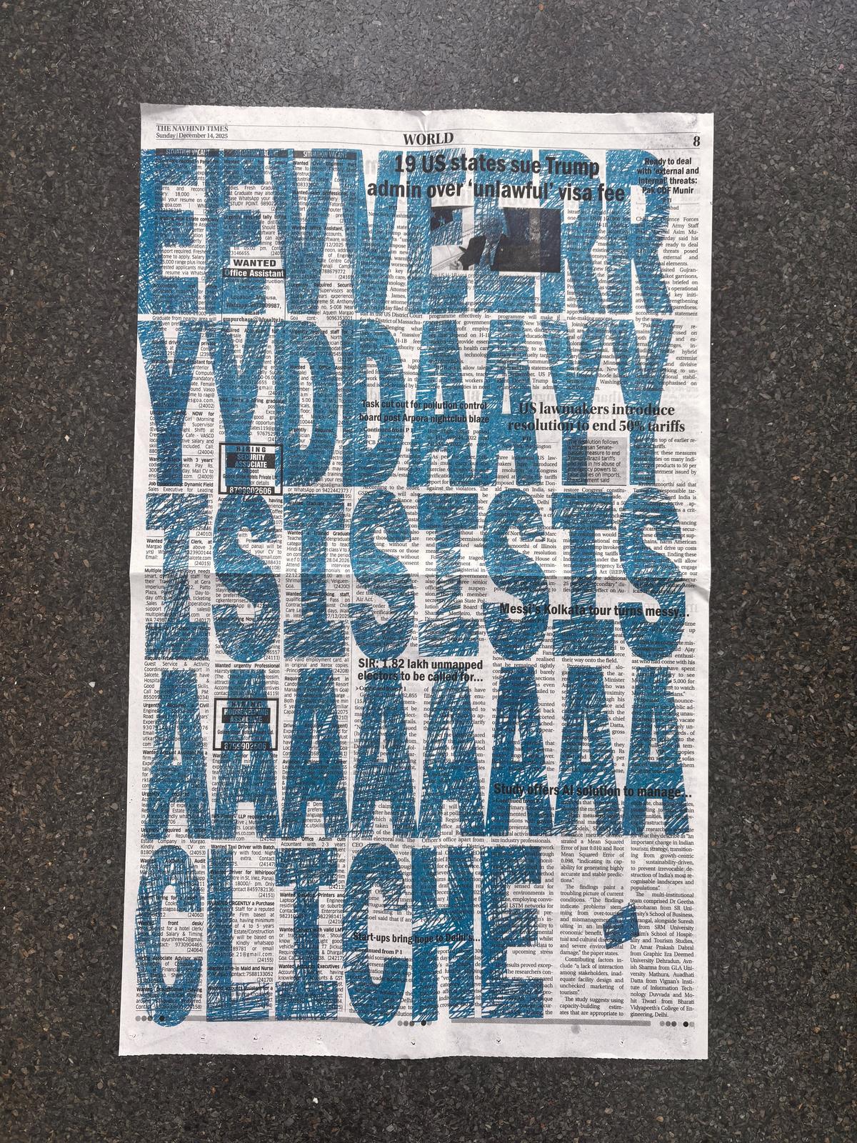 Jayasimha Chandrashekar’s print Every day is a cliché. Jayasimha Chandrashekar’s print Every day is a cliché.