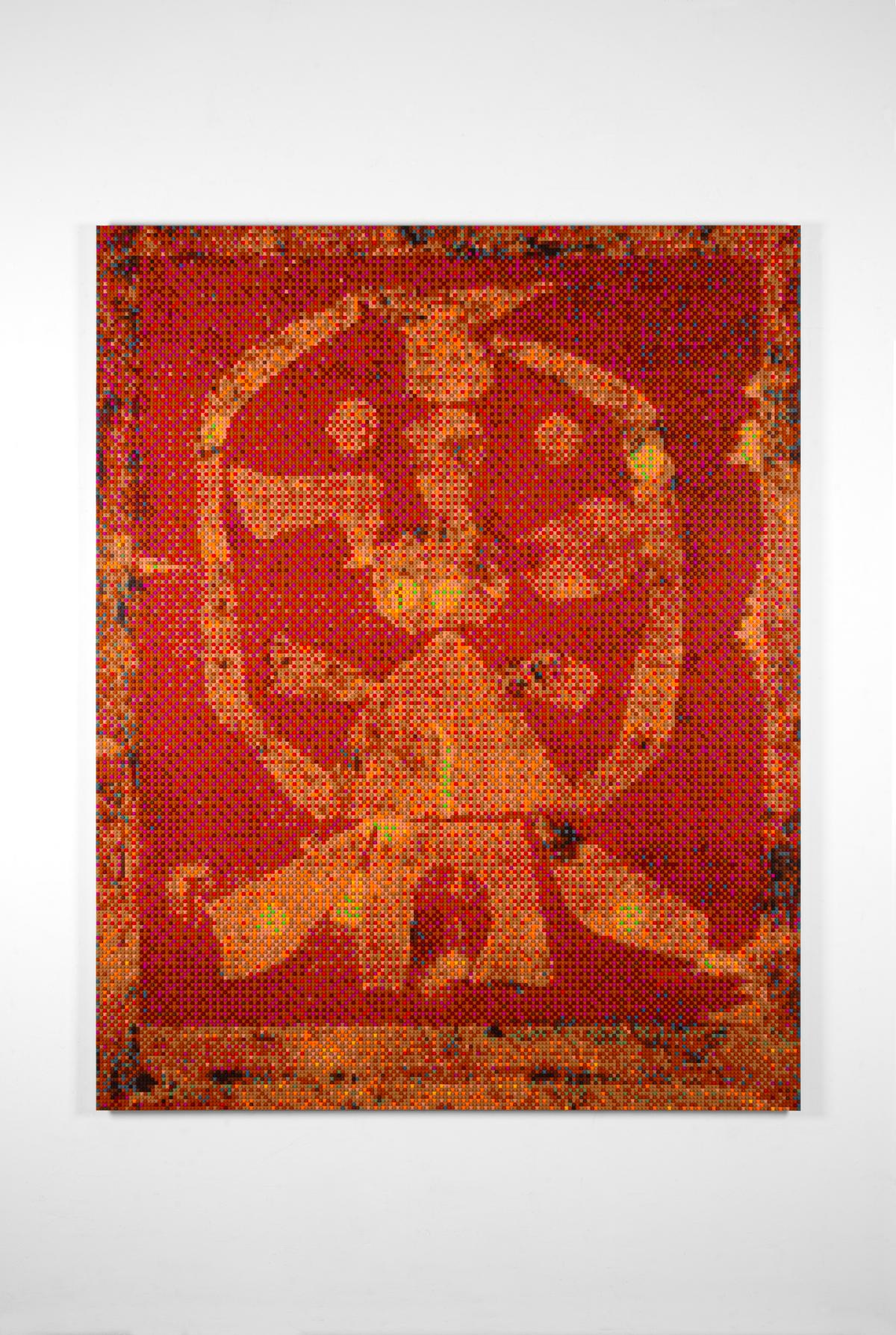 Senza titolo di VS Gaitonde, 2025, reinventato in mattoncini giocattolo.