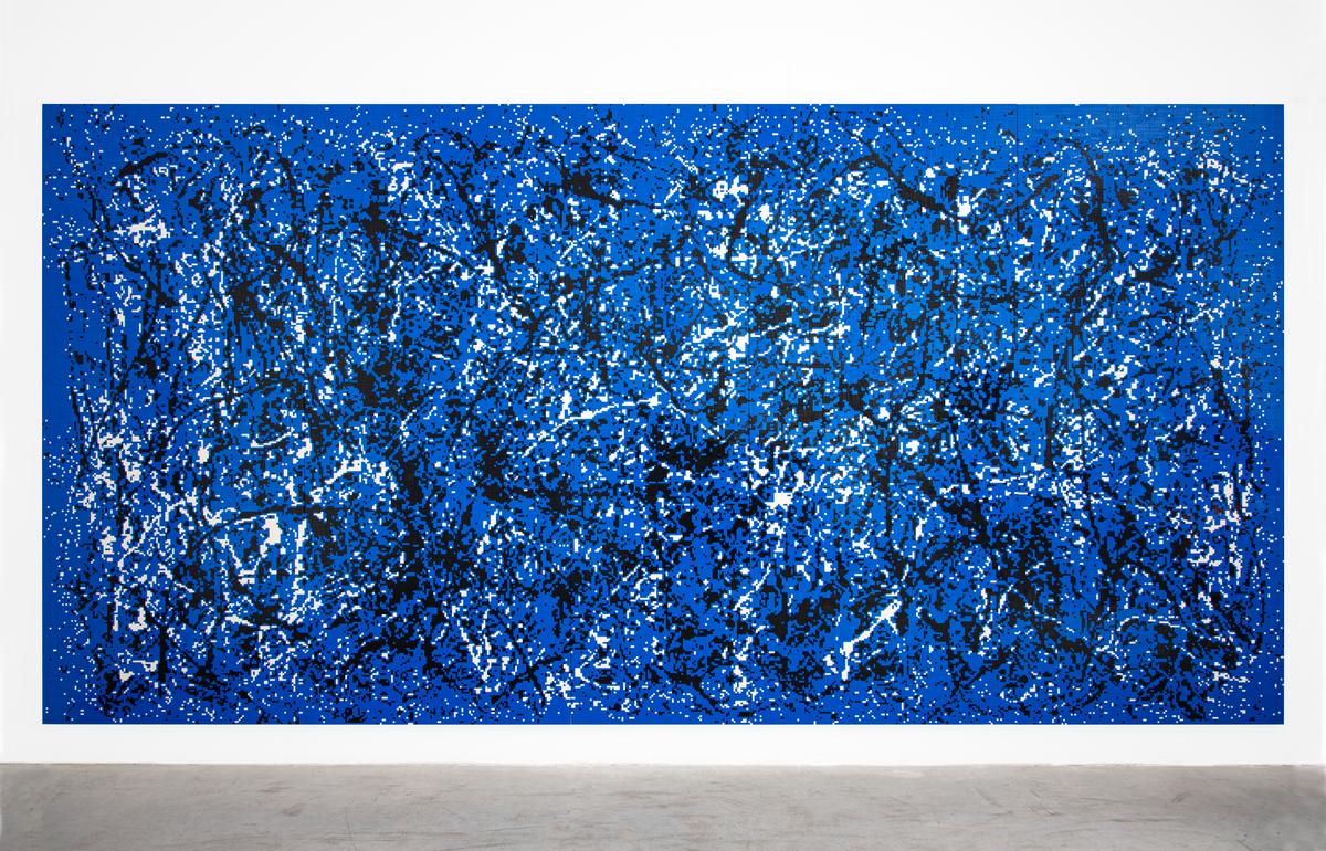 Pollock in Blue, 2019, in mattoncini giocattolo.
