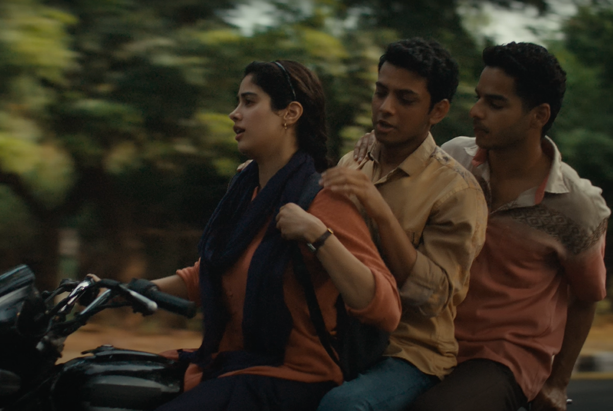 Janhvi Kapoor, Vishwal Jethwa and Ishaan Khatter in ‘Homebound’.