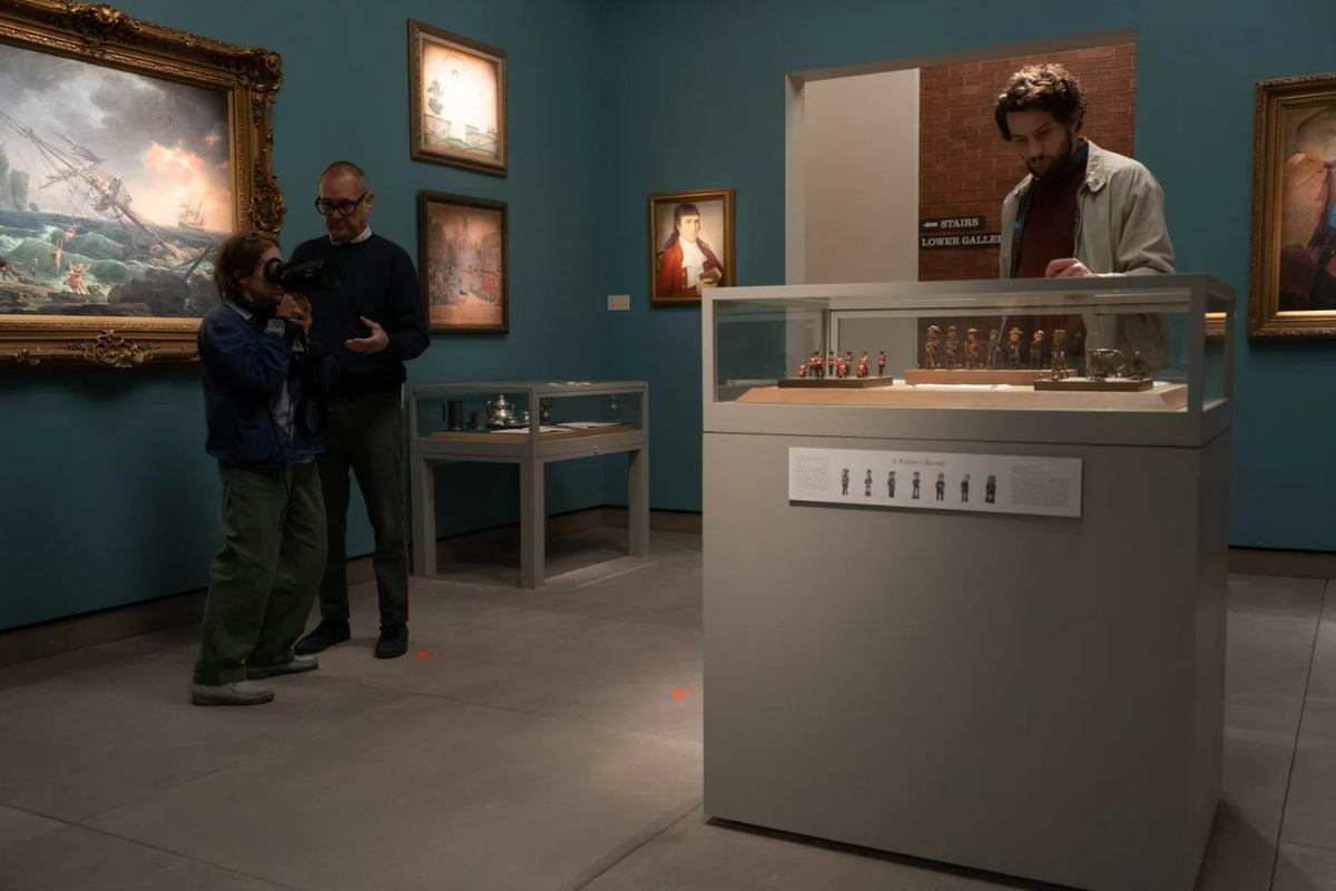 Kelly Reichardt and Josh O’Connor in a behind-the-scenes still from ‘The Mastermind’