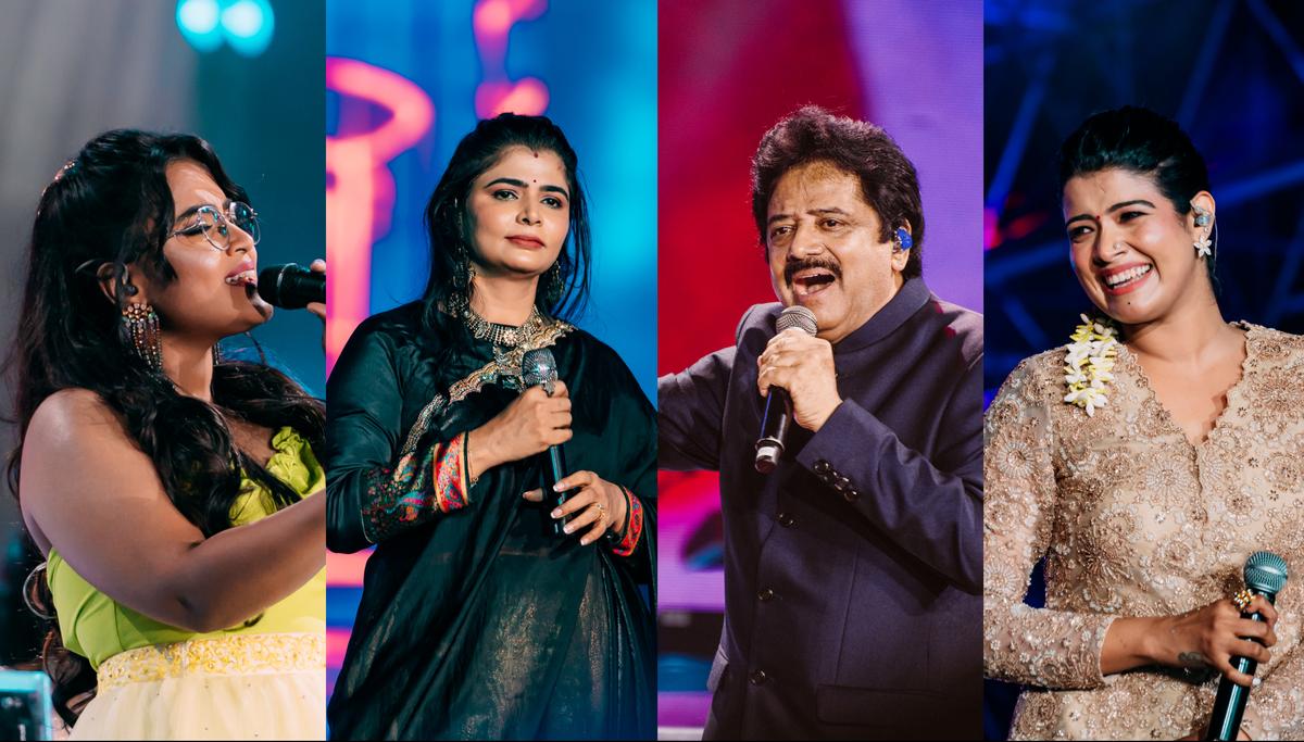 Rakshita Suresh, Chinmayi Sripada, Srinivas e Amrutha Suresh si esibiscono al concerto The Wonderment Tour di AR Rahman a Chennai il 14 febbraio 2026 Rakshita Suresh, Chinmayi Sripada, Srinivas e Amrutha Suresh si esibiscono al concerto The Wonderment Tour di AR Rahman a Chennai il 14 febbraio 2026