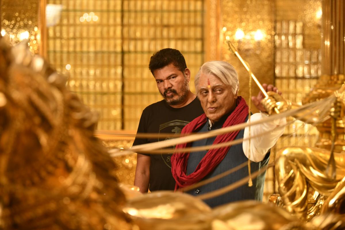 Shankar and Kamal Haasan on the sets of ‘Indian 2’