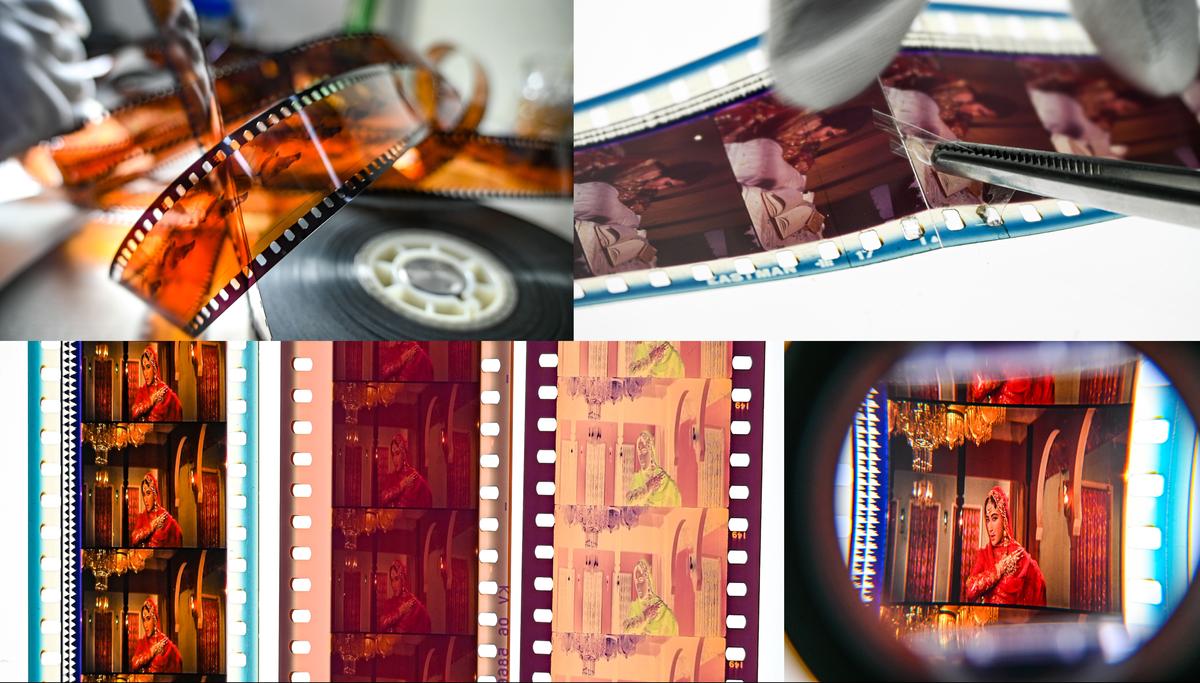 O rolo de Pakeezah sendo restaurado O rolo de Pakeezah sendo restaurado