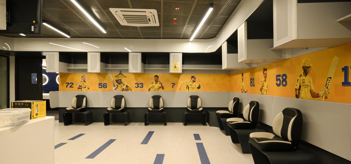 A view of the dressing room inside Chennai’s MA Chidambaram stadium A view of the dressing room inside Chennai’s MA Chidambaram stadium