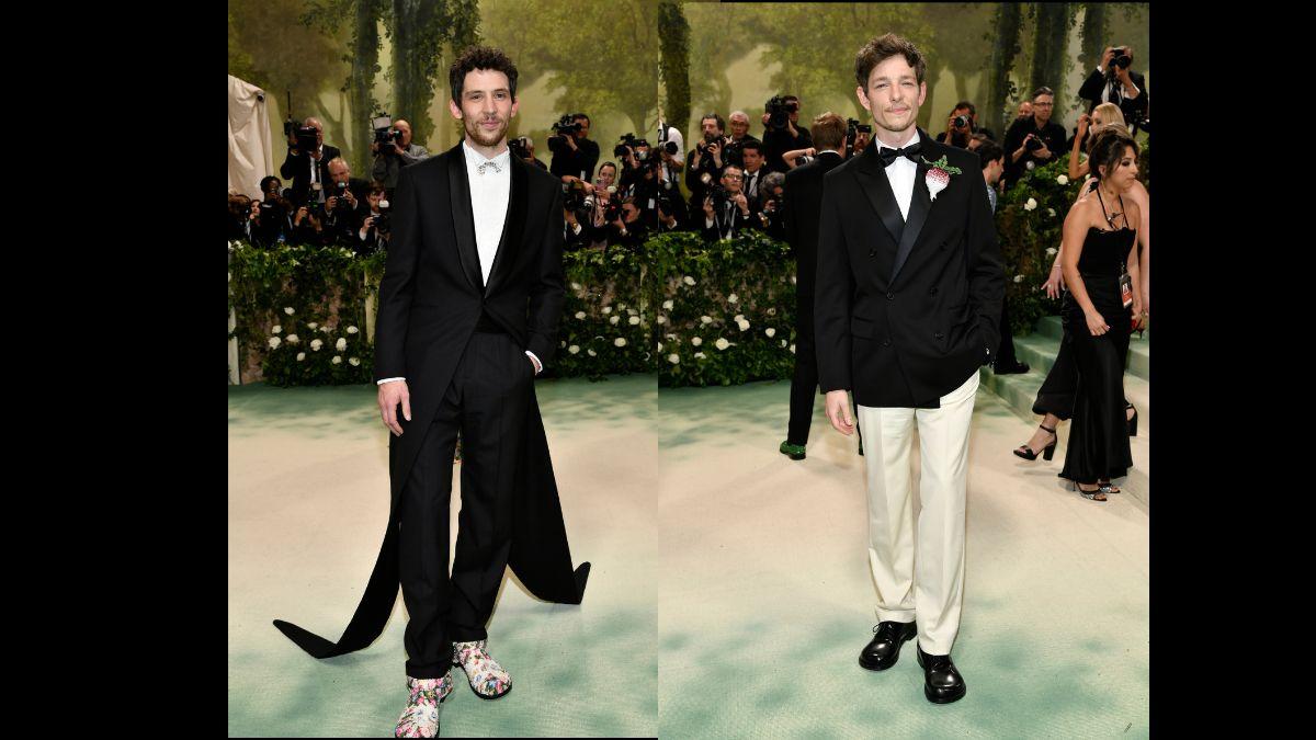 Josh O'Connor and Mike Faust pose at the Met Gala