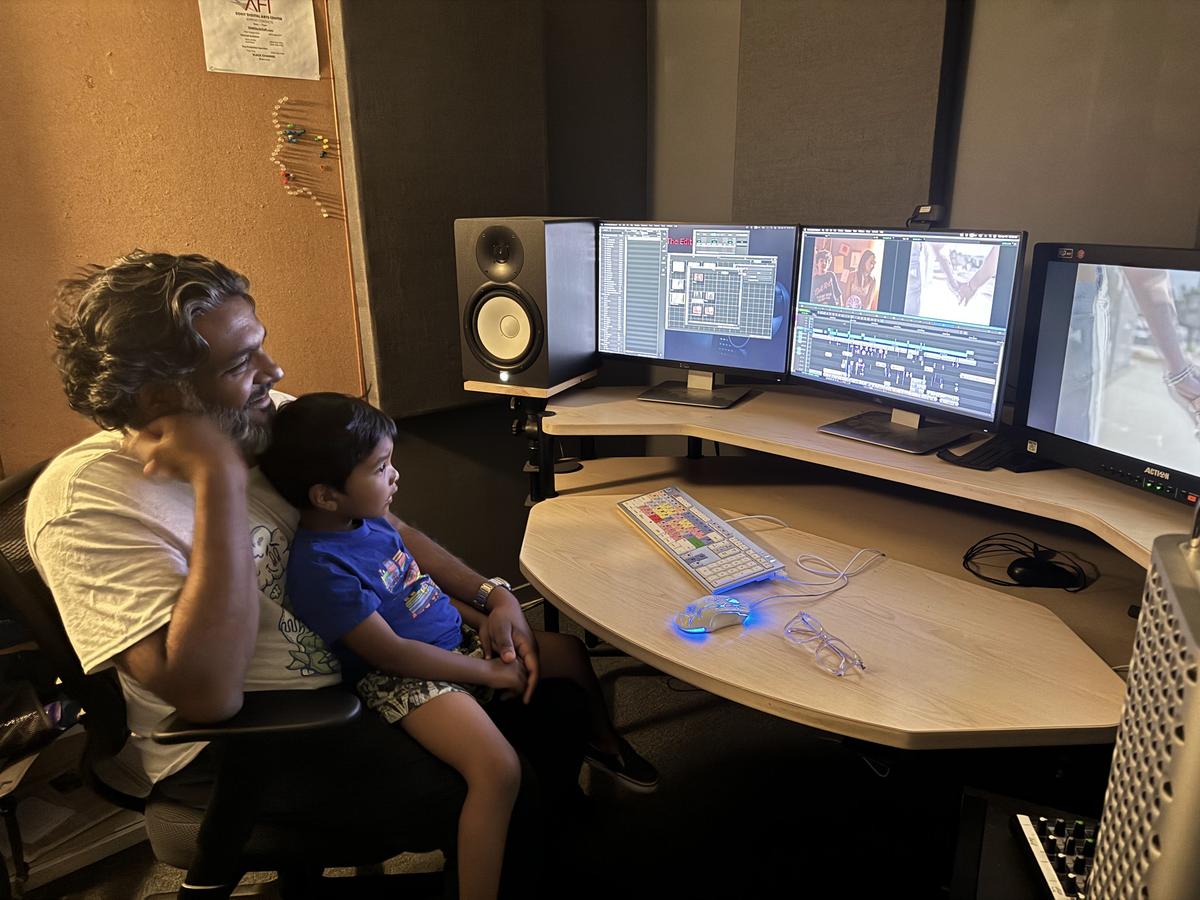 Varun with his son Ishaan in Editing room at AFI