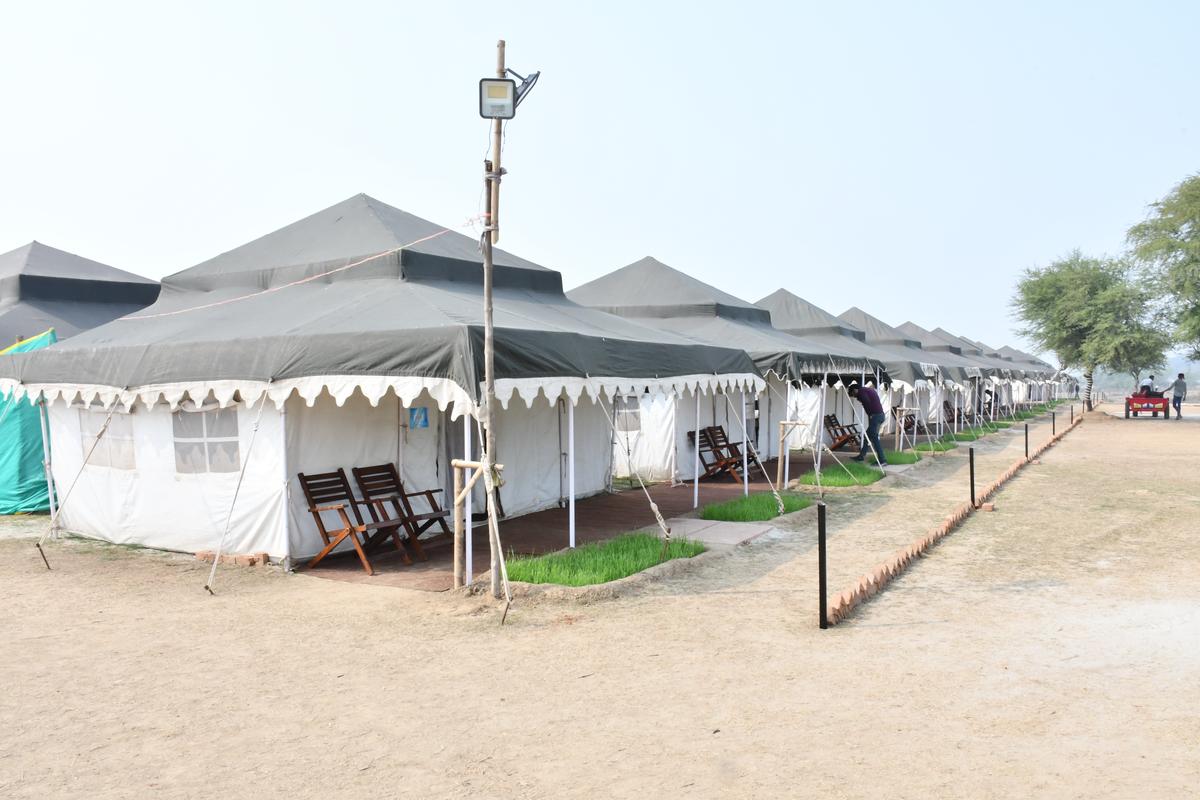 A view of the luxury tents at Justa Shivir Jhusi, Prayagraj