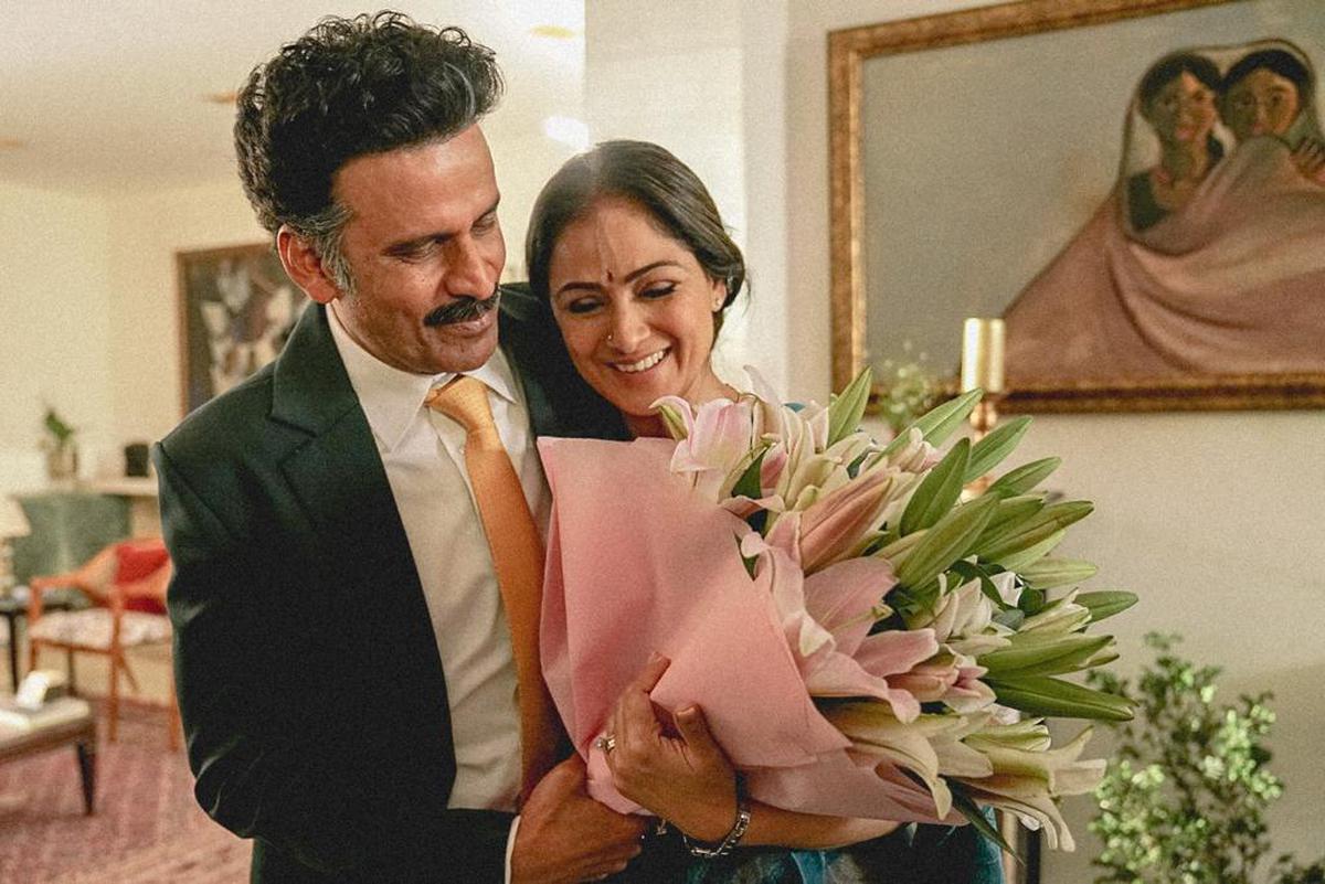 Manoj Bajpayee and Simran in a still from ‘Gulmohar’