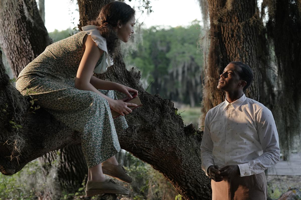 A Jazzman’s Blues, (L to R) Solea Pfeiffer as Leanne and Joshua Boone as Bayou.