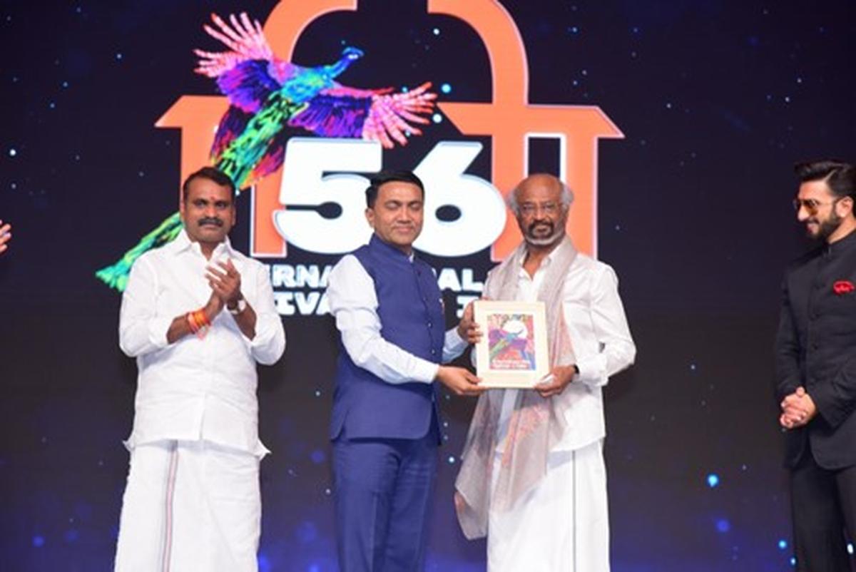 Rajinikanth getting the honour at IFFI 2025