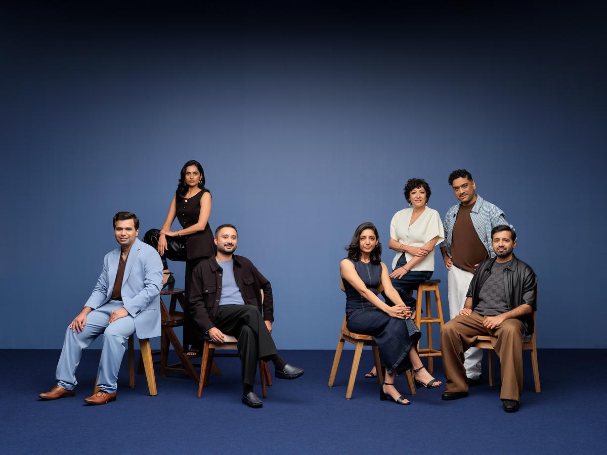 Neeraj Kumar, Sindhu Murthy, Dhiman Karmakar, Monisha Thyagarajan, Deepa Bhatia, Jaydeep Sarkar and Christo Tomy are photographed by Vikas Gotra for the BAFTA Breakthrough India 2024-25