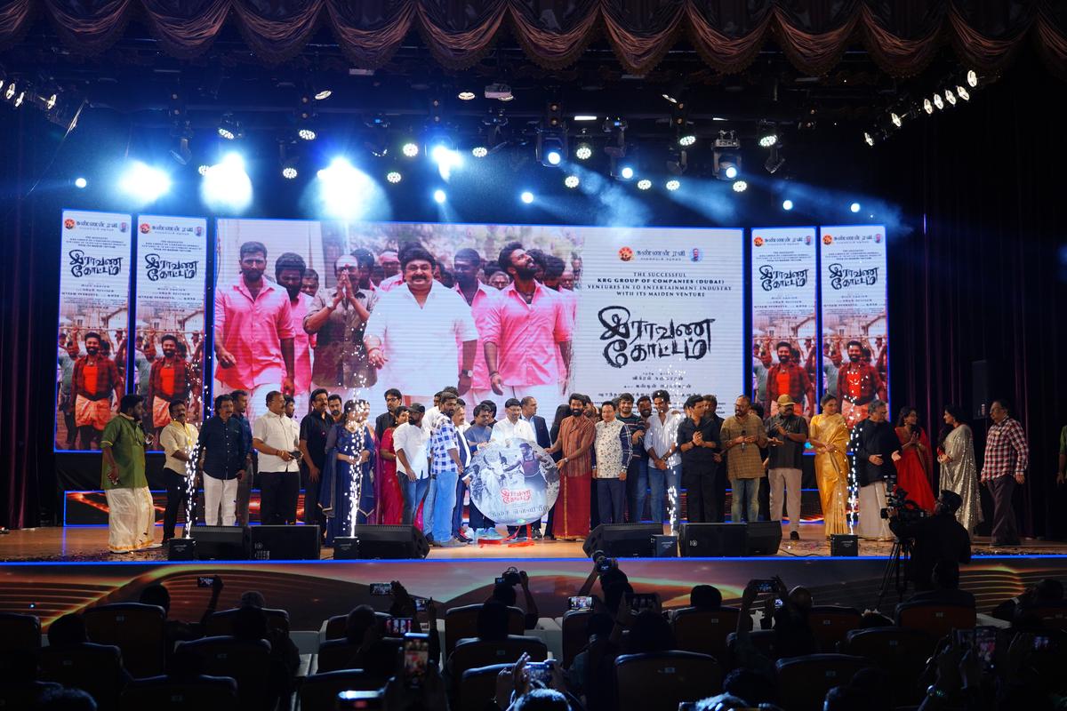 Team ‘Raavana Kottam’ at the film’s audio launch in Dubai
