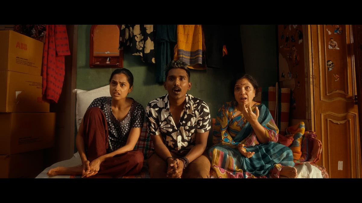Sindhu Srinivas Murthy, Abhay and Rekha Kudligi in 'Family Drama'. Sindhu Srinivas Murthy, Abhay and Rekha Kudligi in 'Family Drama'.