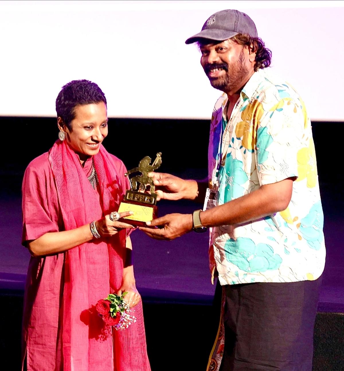 Tannishtha Chatterjee felicitated at IFFK Kerala 2025.
