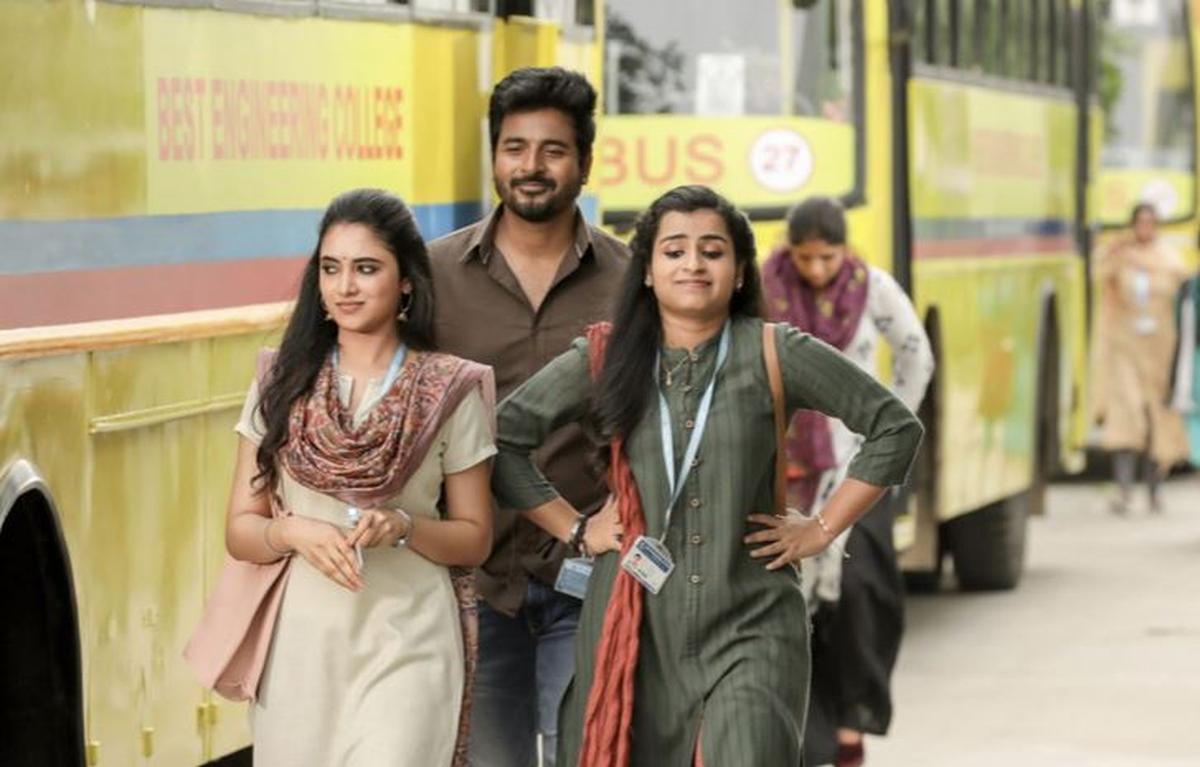 Sivaangi with Sivakarthikeyan and Priyanka Mohan in a still from ‘Don’