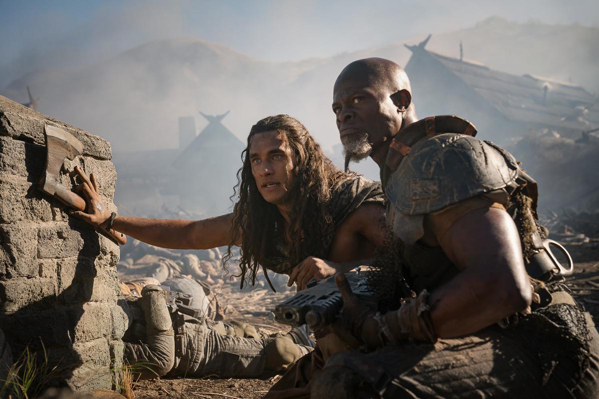 Staz Nair as Tarak and Djimon Hounsou as General Titus in ‘Rebel Moon — Part Two: The Scargiver’