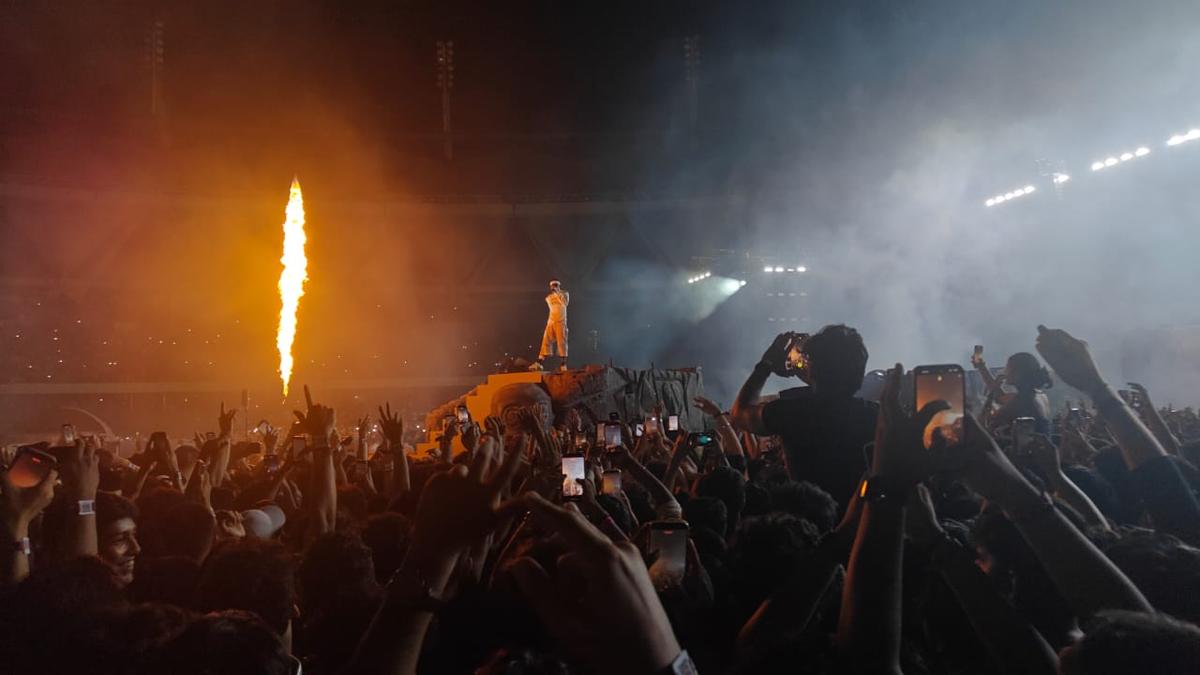 Travis Scott performs on stage during his Circus Maximus concert at Delhi’s Jawaharlal Nehru Stadium, on October 18, 2025 Travis Scott performs on stage during his Circus Maximus concert at Delhi’s Jawaharlal Nehru Stadium, on October 18, 2025