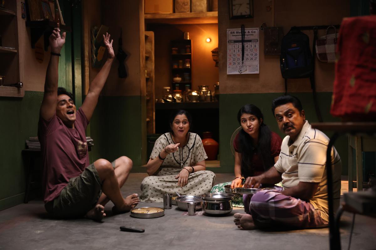 Siddharth, Devayani, Meetha Ragunath and Sarath Kumar in Tamil film ‘3BHK’