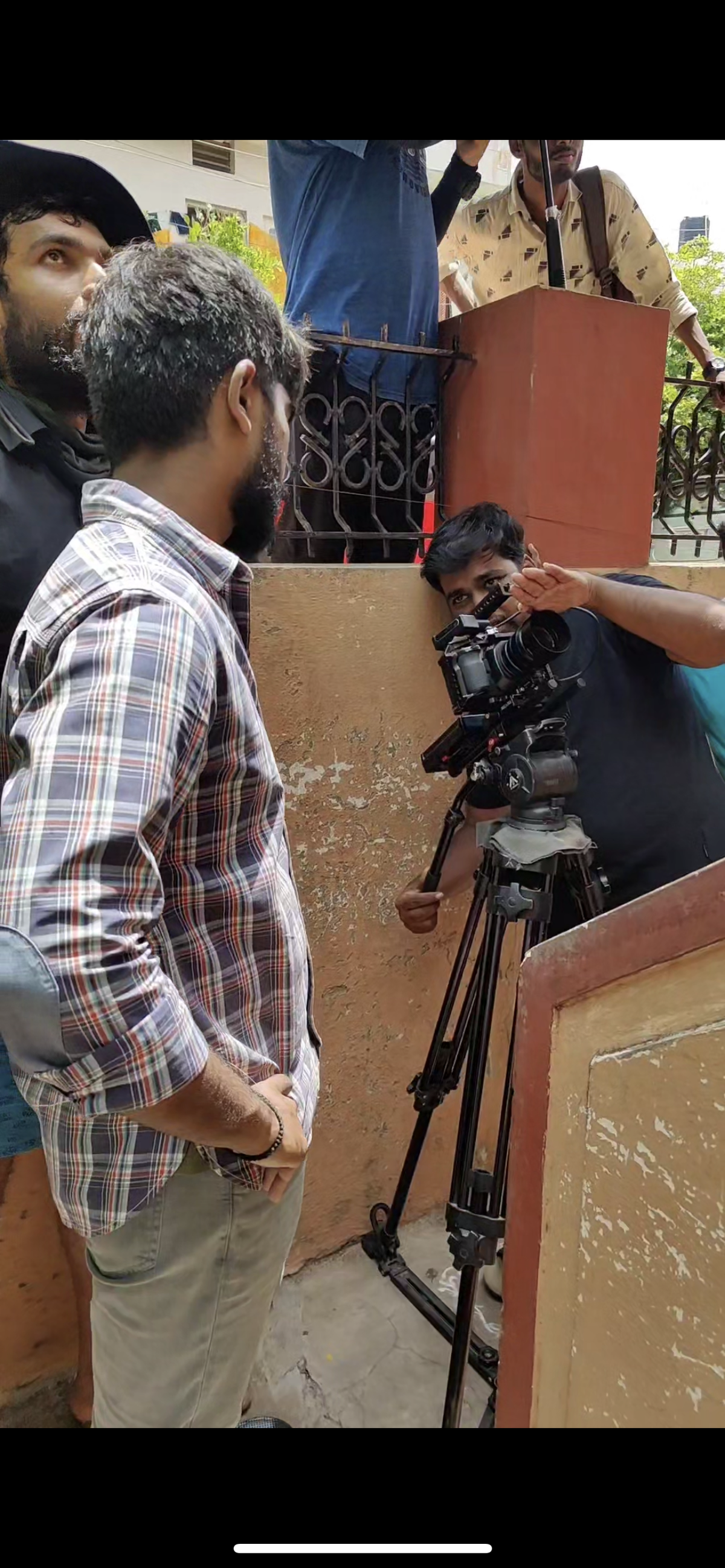 Adithya Prakash (left) during the shoot of ‘Watch Out Krishna’.