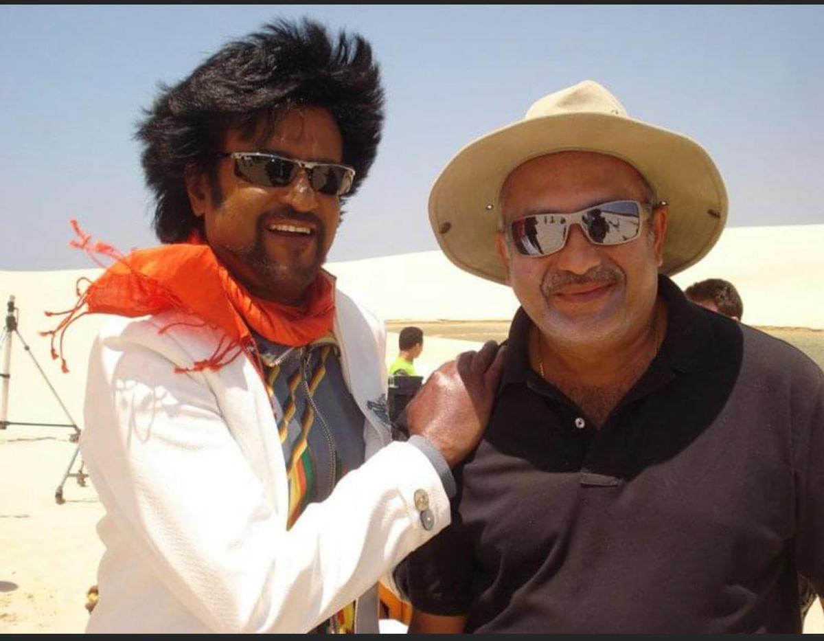 Rajinikanth and Ramji on the sets of ‘Enthiran’