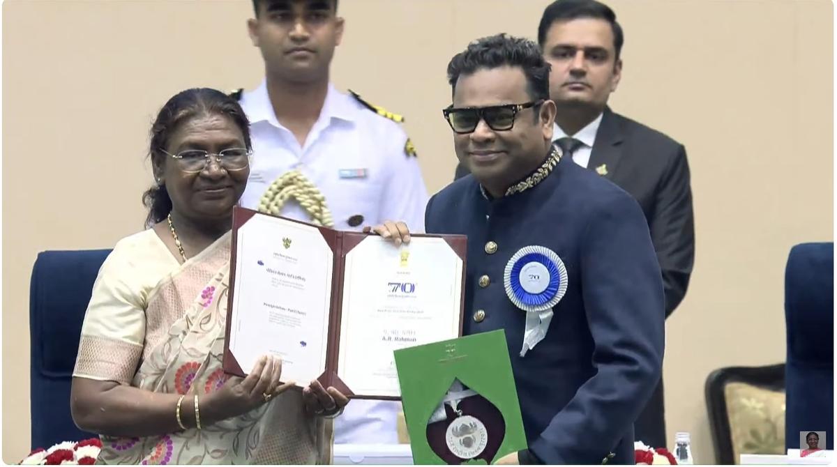 A R Rahman with the National Award for the Best Music Director.