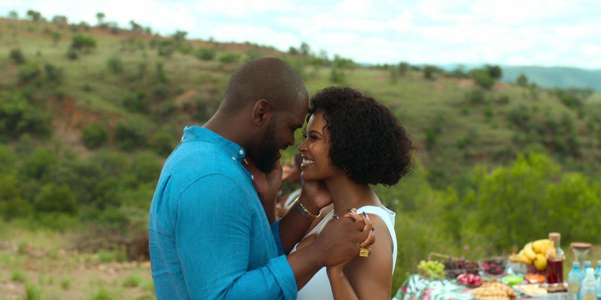 (L to R) Siv Ngesi as Sabelo, Gail Mabalane as Tumi in ‘Happiness Is’