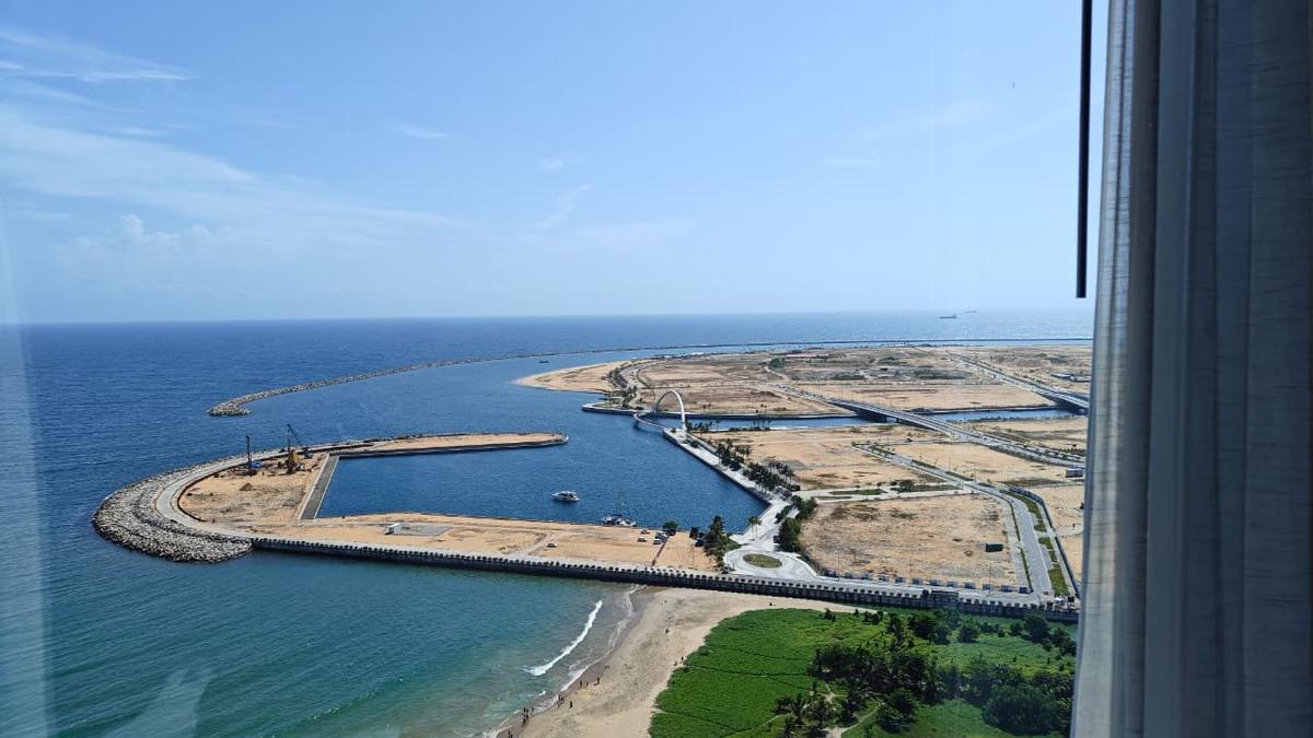 The view of the upcoming Port City and harbour from the sea-facing rooms at Shangri-La Colombo