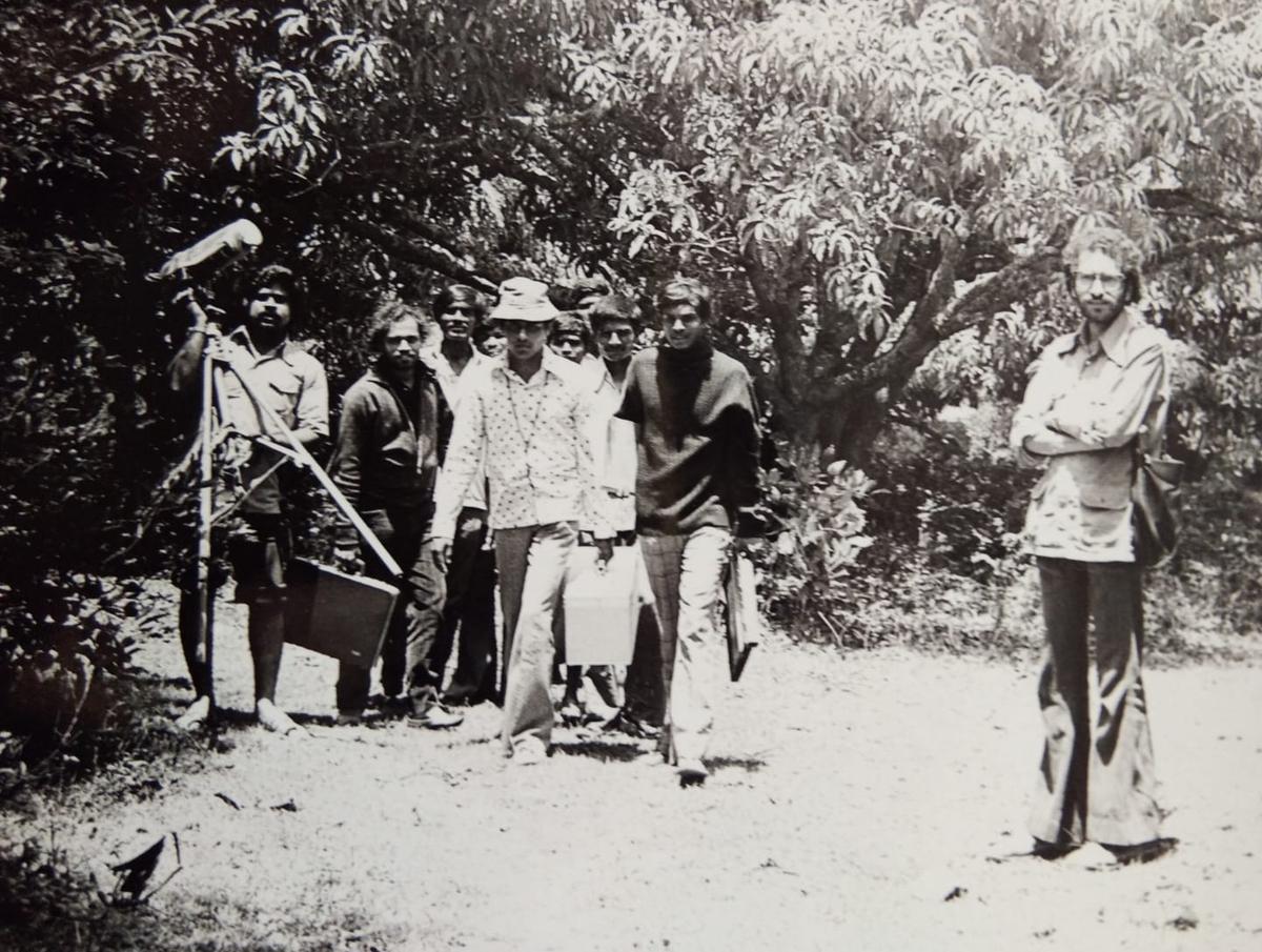 Crew members during the filming of 'Huli Banthu Huli'.