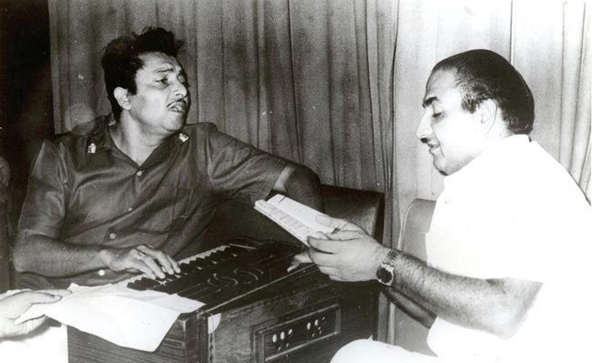 The music composer with singer Mohammed Rafi.