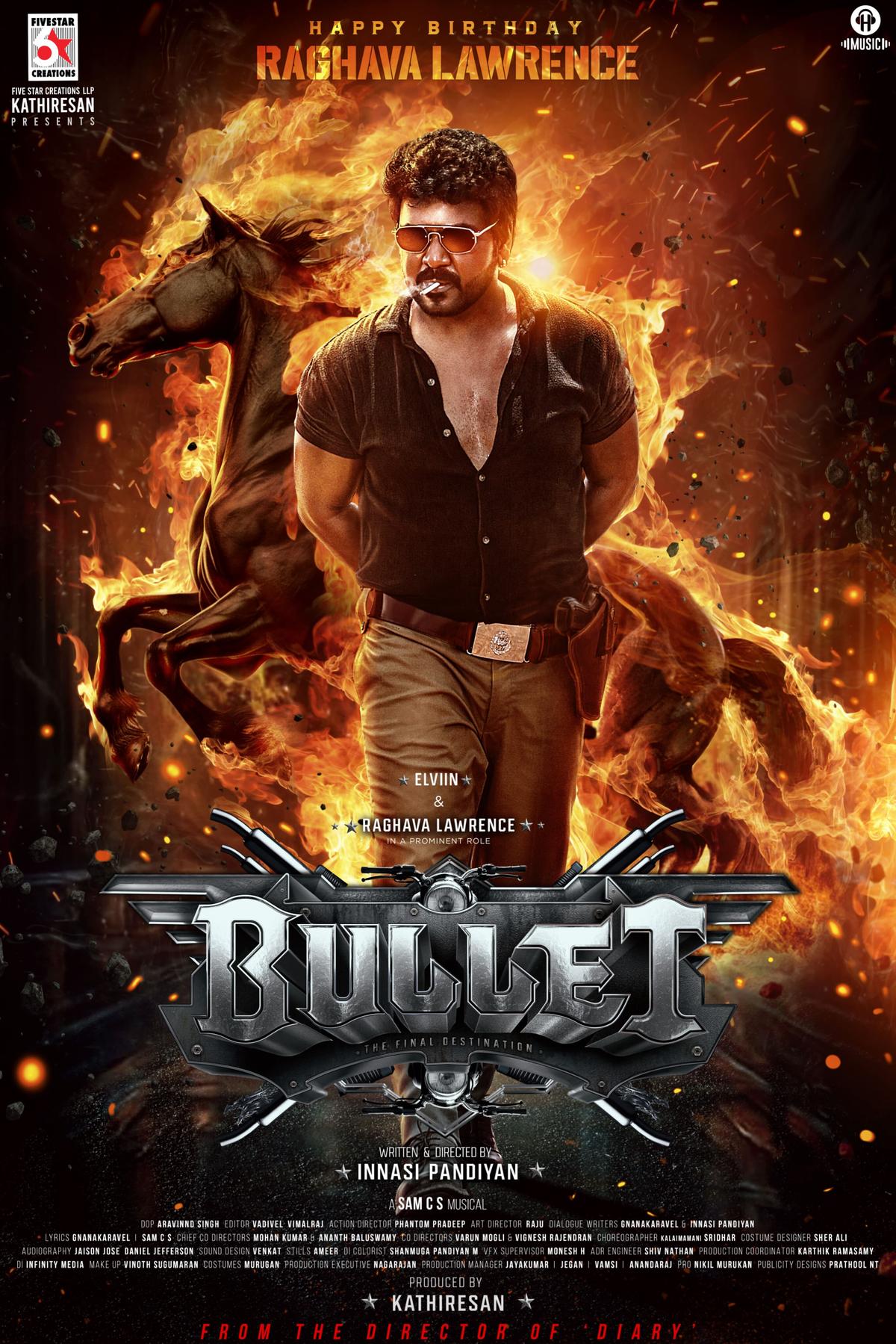 A poster of ‘Bullet’, starring Raghava Lawrence.