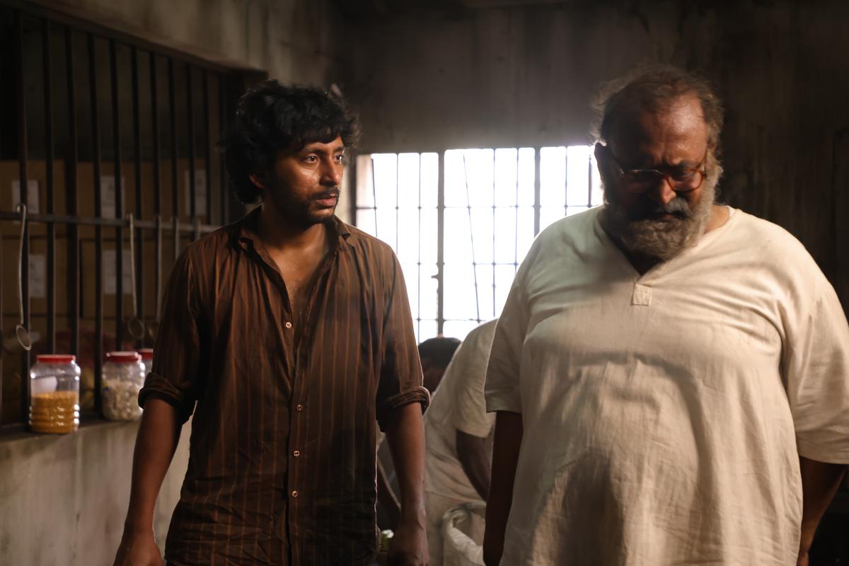 RJ Balaji and Balaji Sakthivel in a still from ‘Sorgavaasal’