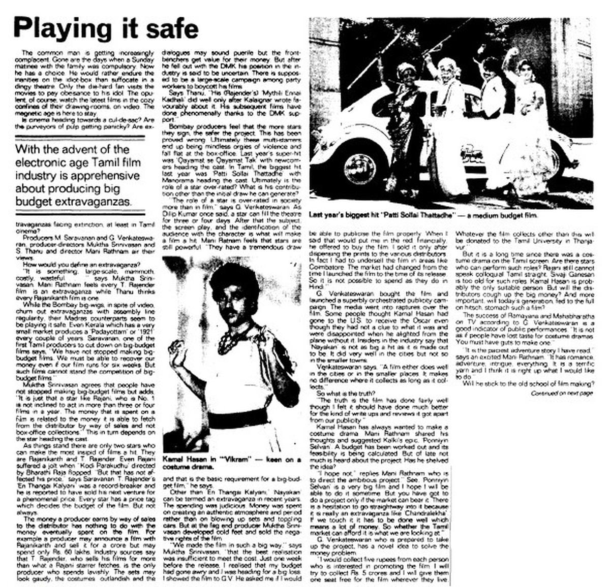 ‘Playing it safe’: The news report published by The Hindu on 24-03-1989