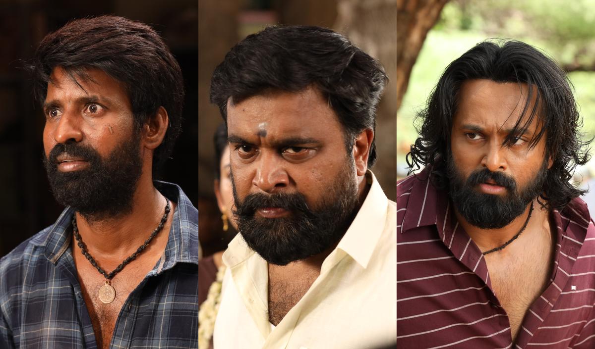 Soori, Sasikumar and Unni Mukundan in stills from ‘Garudan’