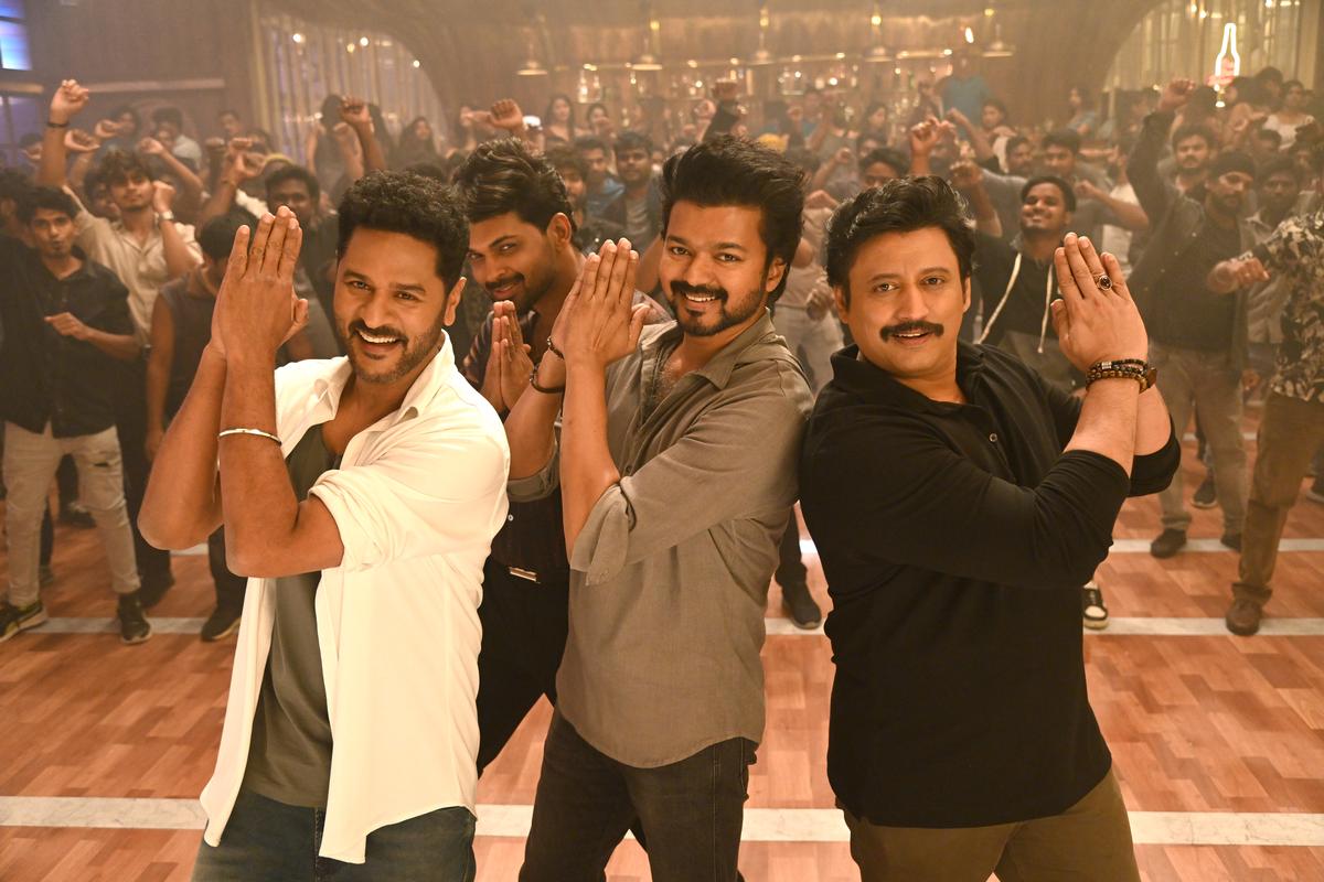 Prabhu Deva, Vijay and Prashanth in a still from ‘The Greatest of All Time’ 