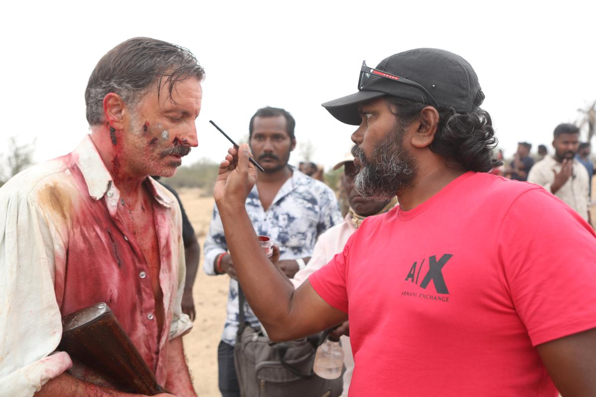 Daniel Caltagirone and Pa Ranjith on the sets of ‘Thangalaan’