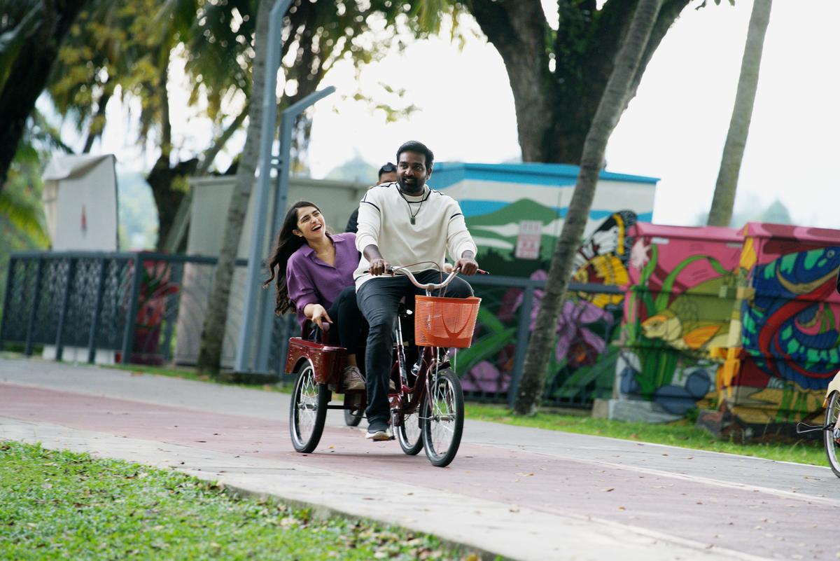 Rukmini Vasant and Vijay Sethupathi still from 'Ace' Rukmini Vasant and Vijay Sethupathi still from 'Ace'