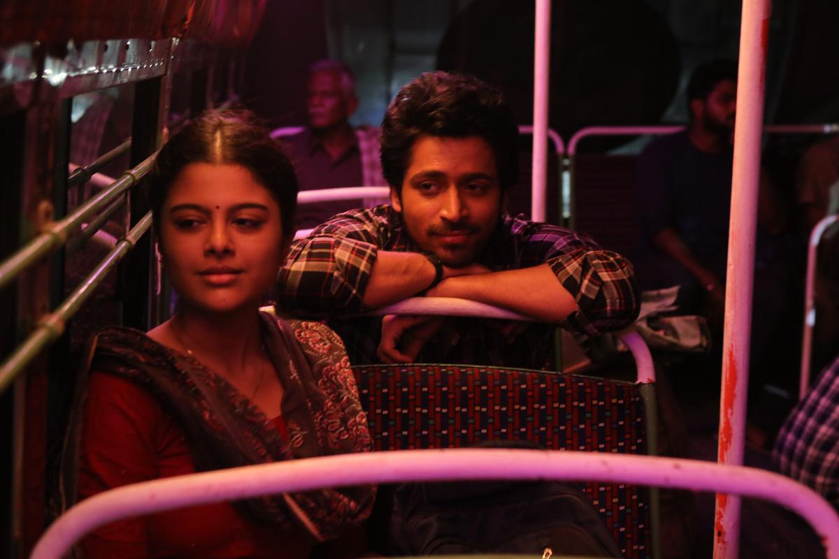 Sanjana Krishnamoorthy and Harish Kalyan in a still from ‘Lubber Pandhu’